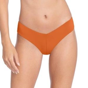 Robin Piccone Burnt Orange Low Rise Ava High Leg Bikini Bottoms Swimsuit